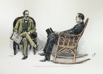 "Mikään ei voisi olla parempaa, sanoi Holmes", kuvitus Arthur Conan Doylen (1859-1930) "The Stock Broker